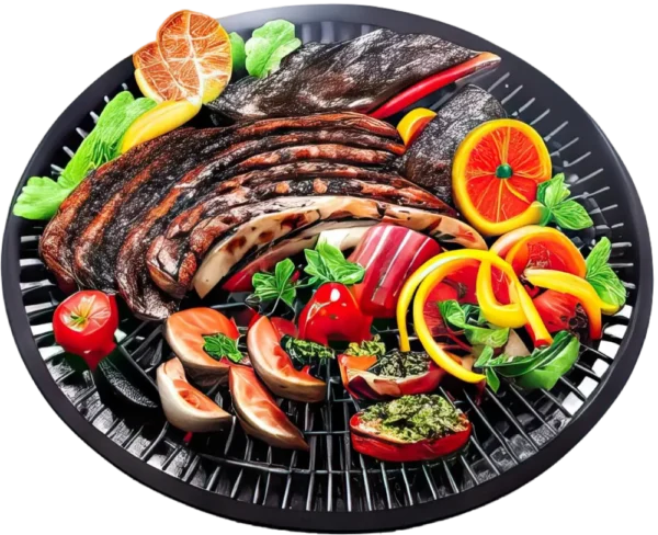 BBQ dish with vegetables