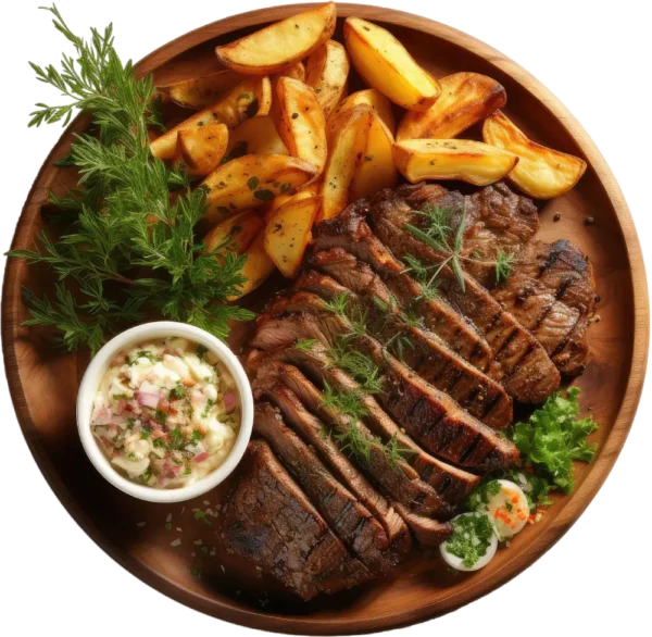 Grill steak meal fries
